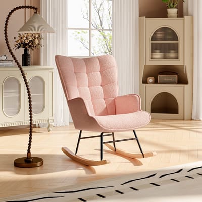 Zachte Teddy Schommelstoel met Armleuningen – Comfortabele Relaxstoel voor Woonkamer