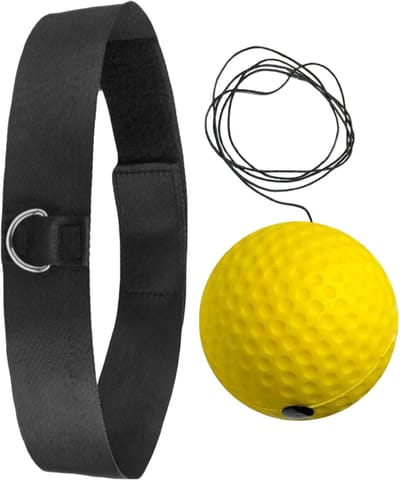 Boksbal met band - Reflex bal - Sporttraining verbeteren - Draagbaar en compact - Zie beschrijving - Geel