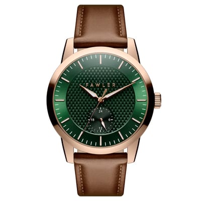 Dayton | Roségoudkleurig Roestvrijstalen Horloge met Groene Getextureerde Wijzerplaat