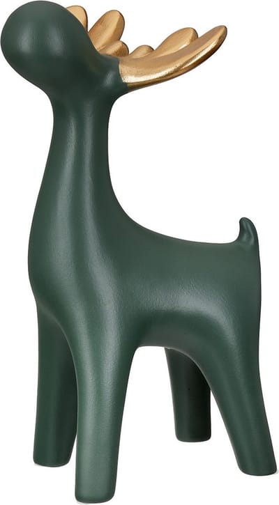 Gilde Handwerk - Rendier - Eland - Keramiek - Groen/Goud - Arthur - 30cm hoog - Kerst