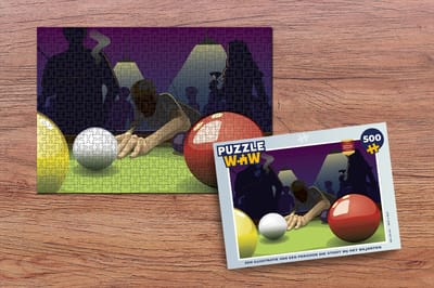 Puzzel Een illustratie van een persoon die stoot bij het biljarten - Legpuzzel - Puzzel 500 stukjes