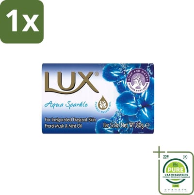 1 x Lux – Bar Soap – Aqua Sparkle – 80 g - Zeeptablet Aqua Sparkle - Reiniging - Frisse Geur - Zachte Reiniging - Luxe Wasbeurt