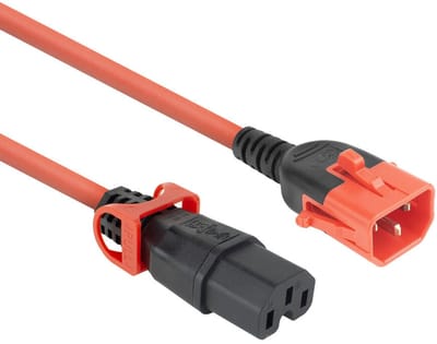 ACT Netsnoer C14 IEC Lock+ Dual Locking - C15 IEC Lock+ rood 1 m, PC3869 PL0061