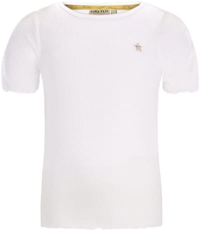Like FLO Elise Flo Rib Shirt Tops & T-shirts Meisjes - Shirt - Ecru - Maat 134/140