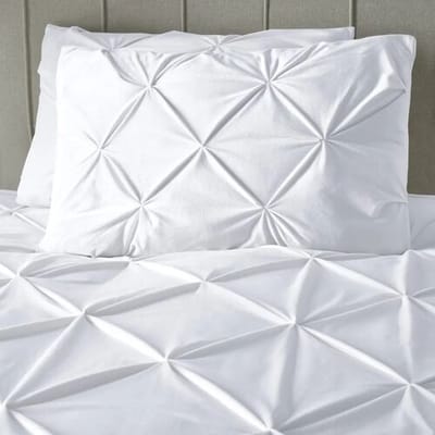 Sleeptime Velvet Pintuck Dekbedovertrek - Eenpersoons - 140X200/260 + 1 x kussensloop 60x70 - Wit