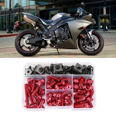 Dailygoods- Motorfiets Schroeven 177 Stuks - Aluminium - M5/M6 Bouten - Geschikt voor Sportfietsen - Inclusief Snelheidsclips/Ringen - Nieuw - Motorbout