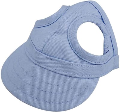 Verstelbare Pet Dog Baseball Cap met Oorkappen voor Zonbescherming en Sportieve Activiteiten - Maat M, Blauw