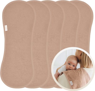 Funnies Spuugdoekjes 5 Stuks Pinkstone - Set van 5 Zachte Spuugdoekjes - Monddoekjes - Kwijldoekjes - 20x55 cm - Absorberend en Zacht - 100% Katoenen Badstof - Perfect voor na de Borstvoeding, Voeden en Bescherming van Kleding