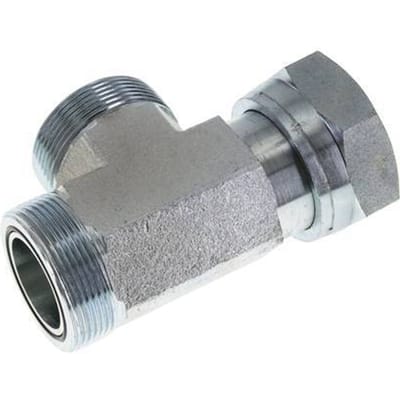 UN 2''-12 F/M Verzinkt Stalen T-stuk ORFS met wartelmoer 250 Bar - Hydrauliek - FL3T-FM-EZ-200U