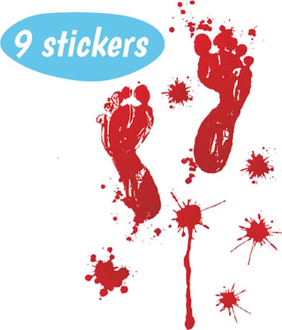Halloween Raamstickers - Nep Bloed Voetstappen - 9 Stickers - Raamdecoratie Stickers - Halloween Decoratie Versiering