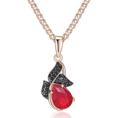 Collier Pendentif Zircon Naturel Rouge Brillant Femmes Plaqué Or Rose Et Noir Haute Qualité Quotidien Bijoux Fins Rétro beige