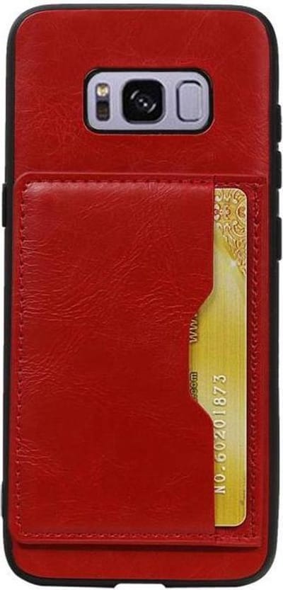 Rood Staand Back Cover 1 Pasje Hoesje voor Samsung Galaxy S8