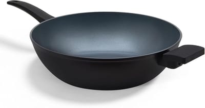 Wokpan Keramisch - Roerbakpan Inductie - Gezond Koken - PFAS-vrije Antiaanbaklaag - 32 cm - Zwart