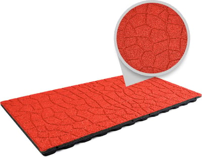 Rubbermagazijn - Rubberen tegel flagstone EPDM koraalrood - LxB=100x50cm - Dikte 4,8cm - Incl. pennen - Speelplaatstegel - Rubbertegel