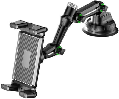 GELLDG Tablet Houder voor Auto - Stevige en Veilige Montage - 360° Draaibaar - Geschikt voor Tablet en Smartphone - Met Plastic Constructie - 8 cm Zuignap (30 cm Lang) - Zwart