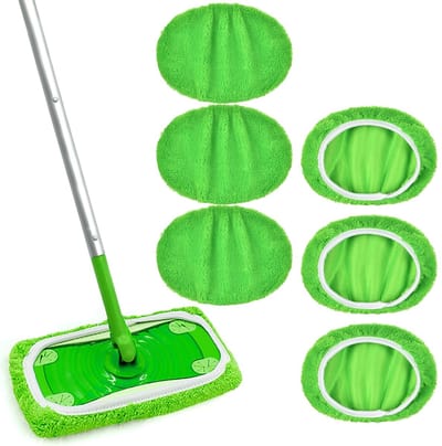 Allecto - - Herbruikbare Mop Pads - Microfiber Vervangingen - Duurzaam en Wasbaar - 6 Stuks - Geschikt voor Houten Vloeren - Voor Efficiënte Reiniging