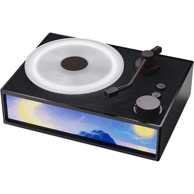 Draadloze BT-luidspreker Aroma Desktop Platenspeler Luidspreker LED Nachtlampje met 10ml Essentiële Olie voor zwart