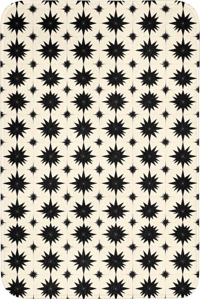 Badmat 60x90 cm - Antislip - Stervormen - Geometrisch - Zwart - Badmatten voor badkamer - Badkamermat - Douchemat - Badkamer mat