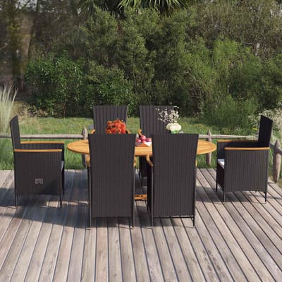 vidaXL - 7-delige - Tuinset - poly - rattan - zwart