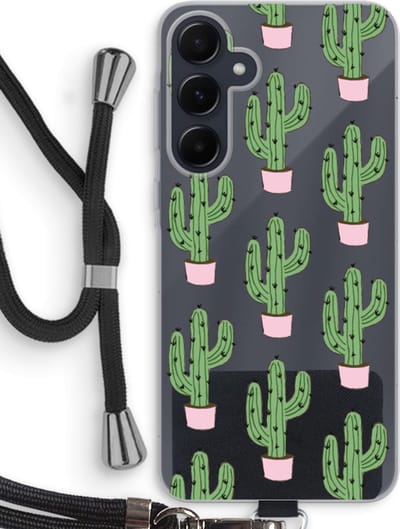 Case Company® - Hoesje met koord geschikt voor Samsung Galaxy A55 hoesje met Koord - Cactus Lover - Telefoonhoesje met Zwart Koord - Bescherming aan alle Kanten en Over de Schermrand