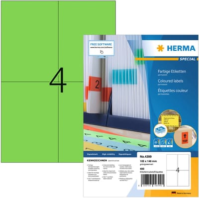 Etiket herma 4399 105x148mm a6 groen 400st | 14 stuks