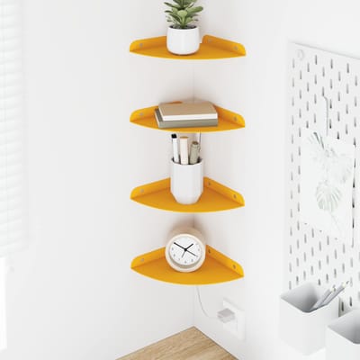 vidaXL - Hoek - Plank - 4 - st - Mosterdgeel - 18 - x - 18 - x - 2 - cm