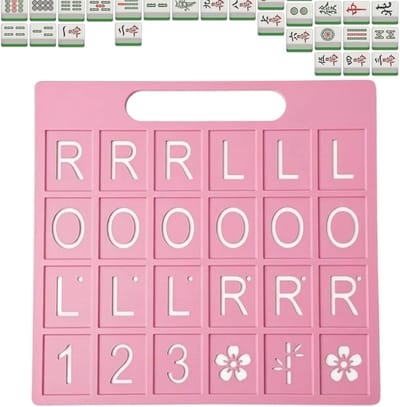 Mahjong Oefenbord - Solospel Hulp - Strategie Verbeteren - 24 Vakken - 23 x 17 cm - Roze