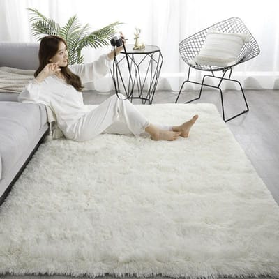 Ins Langharig Tapijt Modern Eenvoudig Computerstoelmat Yogamat Wasbaar Rond Woonkamer Slaapkamer Beddeken 60*90cm