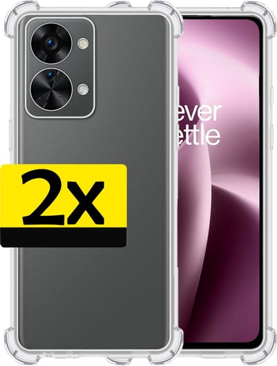Hoesje - 2 Stuks - Geschikt voor OnePlus Nord 2T - Sterk & Shockproof - Siliconen Case - Back Cover - Telefoon Hoes Shock Proof - Telefoonhoesjes - Transparant