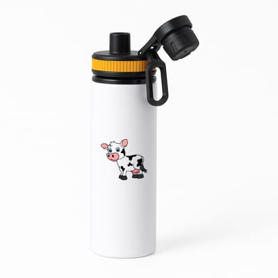 Hacebo® - Koeien waterfles met draaidop oranje - Koe - Dieren liefhebbers - Dieren - dierendag - kinderboerderij - water fles - 850ML