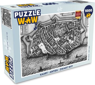 Puzzel Kaart - Antiek - Zwart Wit - Legpuzzel - Puzzel 1000 stukjes volwassenen