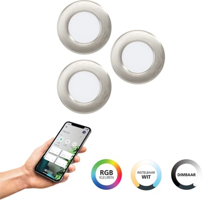 EGLO connect.z Fueva 6-Z Smart Inbouwspot - LED - Ø 8.8 cm - Chroom - Instelbaar RGB & wit licht - Dimbaar - Zigbee