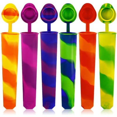 6 Stuks Ijslollyvormen Herbruikbare Baby IJs Vormen Voedselkwaliteit Silicone Duurzame en Veilige Ijslollyvormen Veelkleurig Popcical blue