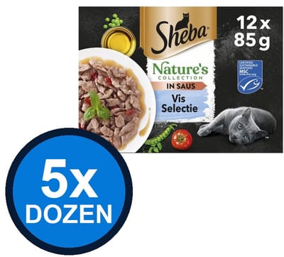 5x Sheba - Natures Collection Gelei Vis Selectie Multipack (12x85g) - Kattenvoer Natvoer - 1.02 kg