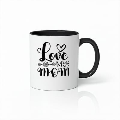 Love My Mom Koffiemok - Moederdag Cadeau Tip - Zwart Wit Keramische Mok - 330ml
