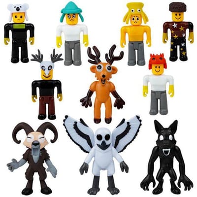 10 Stuks/Set Survivalspel 99 Nachten In Het Bos Actiefiguren Monster Baas Eland Uil Wolf Geit PVC Model Collectie Kind Cadeau Speelgoed black