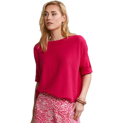 River Woods Fuchsia Crew Neck Sweater Detailed Back Size: XL/XXL | Sweaters Outlet | Dames | Roze