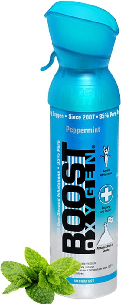 Boost Oxygen 5L - Peppermint - 95% Pure Zuurstof - Tot wel 100 inhalaties - Ademhalingsondersteuning voor sport herstel, hoogte, prestaties en gezondheid - Zuurstoffles