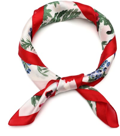 Vierkante Sjaal met Rijkgekleurd Botanisch Bloemen- en Varentanddessin (70x70cm) - Rood