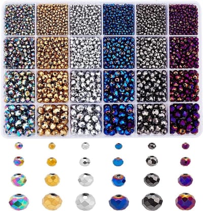 4350 Stuks Electroplate Rondelle Glas Kralen, Facet Geproduceerde Transparante Spacer Kralen voor DIY Armbanden, Kettingen en Sieraden Maken, 3/4/6/8mm