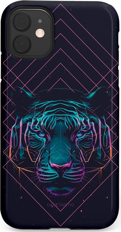 Casetastic hoesje geschikt voor Apple iPhone 11 - Dubbellaagse bescherming - Neon Tijger - Fashion Case - Donkerblauw