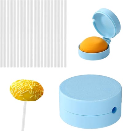 Dailygoods- Cake Pop Mal Blauw - Ronde Cake Popvorm - Inclusief 20 Sticks - Kunststof - Thuis Bakken - Afmeting 5,5x2,2 cm - Cakepopvorm