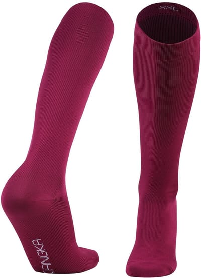 KANGKA® Compressiekousen Maat 39-42 (L/XL) - Donker Rood - Steunkousen voor Zittend en Staand Beroep - Reissokken - Compressie sokken voor Hardlopen, Wandelen, Vliegtuig