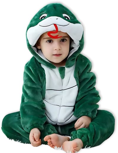 BoefieBoef Dieren Baby Onesie Peuter Pyjama Kinderen 6 maanden tot 2 jaar – Slang Groen – Verkleedkleding met Luierrits – Carnaval Dierenpak - Kraamcadeau Tip – Zacht Flanel - Romper - Boxpak - Jongens - Meisjes - Kruippak - Winterpak - Snake