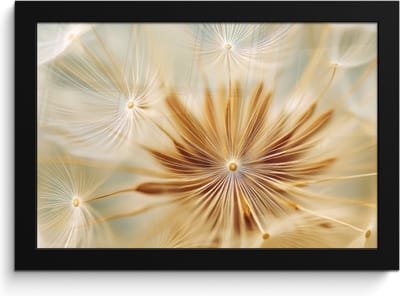 Poster in lijst - Fotolijst 30x20 cm - Posters - Paardenbloem - Beige - Abstract - Modern - Natuur - Posterlijst zwart - Decoratie - Wanddecoratie woonkamer - Muurdecoratie slaapkamer