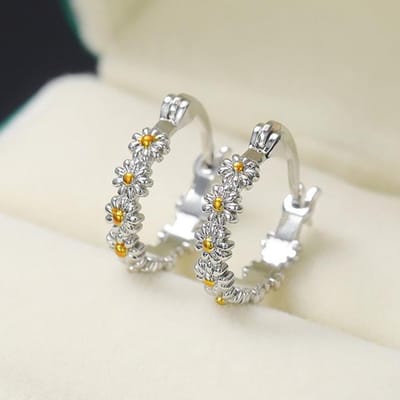 Vintage Tweekleurige Madeliefjes Hangende Oorbellen Voor Vrouwen Delicate Bloem Hangende Oorbellen Boho Retro Verloving Bruiloft Sieraden white