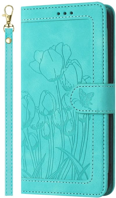 Hoesje Geschikt voor Samsung Galaxy A56 - Tulpen Book Case met Pasjeshouder - Standaard - Magneet Sluiting - Groen
