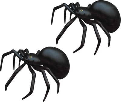 Opblaasbare spin van 91 cm - 2x stuks - zwart - Horror thema of Halloween - feest versieringen