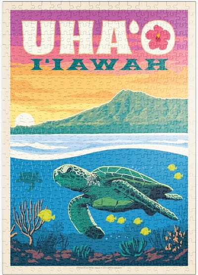 Legpuzzel Hawaï - Zee Schildpad Poster - Ontspannen Tijdverdrijf - Premium Kwaliteit Karton - 500 Stukjes - Kleurrijk