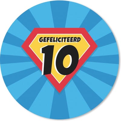 Muismat rond 20x20 cm - Mousepad Verjaardag - 10 Jaar - Superheld - Ronde muismatten